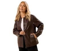 Yours Curve Brown Biker Faux Leather Jacket - Women's - Plus Size Curve
