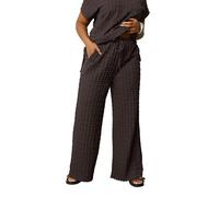 Yours Curve Brown Bubble Textured Wide Leg Trousers - Women's - Plus Size Curve