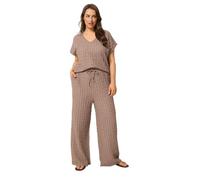 Yours Curve Brown Bubble Textured Wide Leg Trousers - Women's - Plus Size Curve