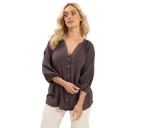 Yours Curve Brown Chambray Blouse - Women's - Plus Size Curve