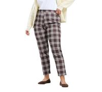 Yours Curve Brown Check Crepe Tapered Trousers - Women's - Plus Size Curve