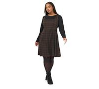 Yours Curve Brown Check Pinafore Dress - Women's - Plus Size Curve