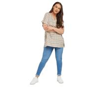 Yours Curve Brown Check Print Short Sleeve Shirt - Women's - Plus Size Curve