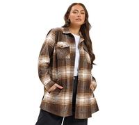 Yours Curve Brown Check Shacket - Women's - Plus Size Curve