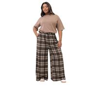 Yours Curve Brown Check Wide Leg Trousers - Women's - Plus Size Curve