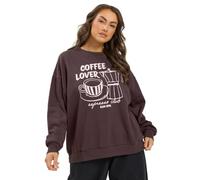 Yours Women's 'Coffee Lover' Sweatshirt in Chocolate | Size: 18-20 Yours Chocolate 18-20