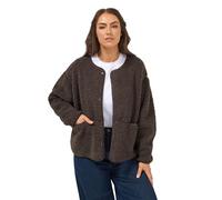 Yours Curve Brown Collarless Fleece Jacket - Women's - Plus Size Curve