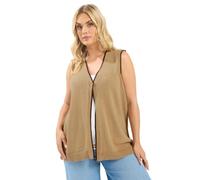 Yours Women's Contrast Trim Knitted Waistcoat in Camel | Size: 26-28 Yours Camel 26-28