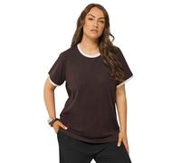 Yours Curve Brown Contrast Trim T-Shirt - Women's - Plus Size Curve