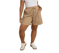 Yours Curve Brown Crinkle Tie Waist Shorts - Women's - Plus Size Curve