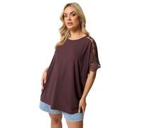 Yours Curve Brown Crochet T-Shirt - Women's - Plus Size Curve