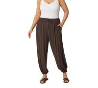 Yours Curve Brown Cuffed Balloon Trousers - Women's - Plus Size Curve