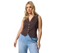 Yours Women's Denim Waistcoat in Chocolate | Size: 22-24 Yours Chocolate 22-24