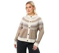 Yours Fairisle Knitted Cardigan In Light Brown Light Brown 18-20
