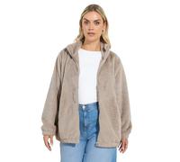 Yours Curve Brown Faux Fur Fleece Jacket - Women's - Plus Size Curve