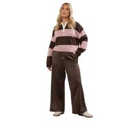 Yours Curve Brown Faux Suede Wide Leg Trousers - Women's - Plus Size Curve