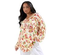 Yours Curve Brown Floral Button Detail Blouse - Women's - Plus Size Curve