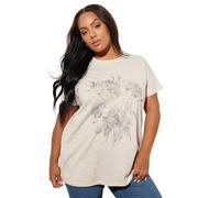 Yours Curve Brown Floral Embellished T-Shirt - Women's - Plus Size Curve