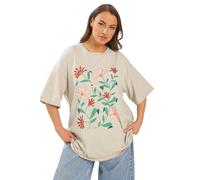 Yours Curve Brown Floral Graphic T-Shirt - Women's - Plus Size Curve