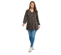 Yours Curve Brown Floral Pleat Front Top - Women's - Plus Size Curve