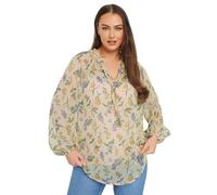 Floral Print Frill Neck Blouse Yours Natural 20