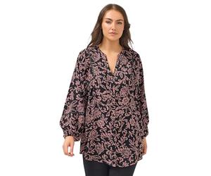 Yours Curve Brown Floral Print Studded Overhead Blouse - Women's - Plus Size Curve