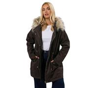 Yours Curve Brown Fur Trim Parka Coat - Women's - Plus Size Curve