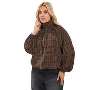 Yours Curve Brown Gingham Funnel Neck Bomber Jacket - Women's - Plus Size Curve