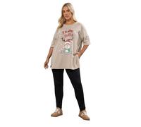 Yours Curve Brown 'Holly Jolly' Glitter Novelty Christmas Top - Women's - Plus Size Curve