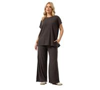 Yours Curve Mocha Knitted Wide Leg Trousers - Women's - Plus Size Curve