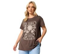 Yours Curve Brown 'Le Soleil' Sun T-Shirt - Women's - Plus Size Curve