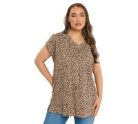 Yours Curve Brown Leopard Print Pocket T-Shirt - Women's - Plus Size Curve