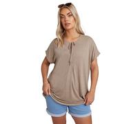 Yours Curve Brown Linen Marl Tie Front Top - Women's - Plus Size Curve