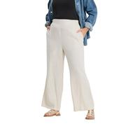 Yours Curve Brown Linen Wide Leg Trousers - Women's - Plus Size Curve