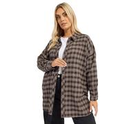 Yours Curve Brown Oversized Check Shirt - Women's - Plus Size Curve