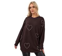 Yours Curve Brown Pearl Embellished Soft Touch Jumper - Women's - Plus Size Curve