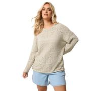 Yours Curve Brown Pointelle Stitch Jumper - Women's - Plus Size Curve