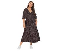 Yours Curve Brown Polka Dot Dress - Women's - Plus Size Curve