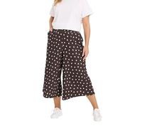 Yours Women's Polka Dot Textured Culottes in Chocolate | Size: 26-28 Yours Chocolate 26-28
