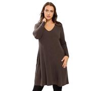 Yours Curve Brown Ribbed Flare Mini Dress - Women's - Plus Size Curve