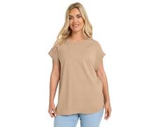 Yours Curve Brown Ribbed Hem Grown On Sleeve T-Shirt - Women's - Plus Size Curve