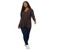 Yours Curve Brown Ribbed Henley Top - Women's - Plus Size Curve