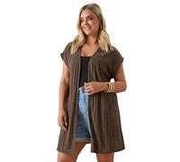 Yours Curve Brown Ribbed Jersey Cardigan - Women's - Plus Size Curve