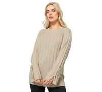 Yours Curve Brown Ribbed Tie Up Sleeve Jumper - Women's - Plus Size Curve