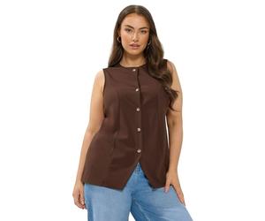 Yours Curve Brown Scuba Waistcoat - Women's - Plus Size Curve