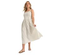 Yours Curve Brown Shirred Linen Midi Dress - Women's - Plus Size Curve