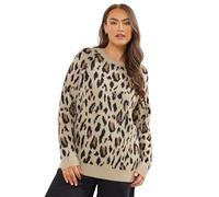 Yours Curve Brown Soft Touch Leopard Jumper - Women's - Plus Size Curve
