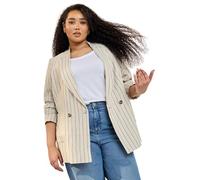 Yours Curve Brown Stripe Tailored Linen Blazer - Women's - Plus Size Curve