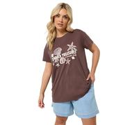 Yours Curve Brown 'Summer Treasures' Slogan T-Shirt - Women's - Plus Size Curve