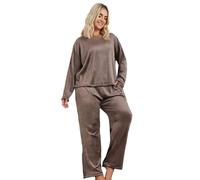 Yours Curve Brown Super Luxe Pyjama Set - Women's - Plus Size Curve